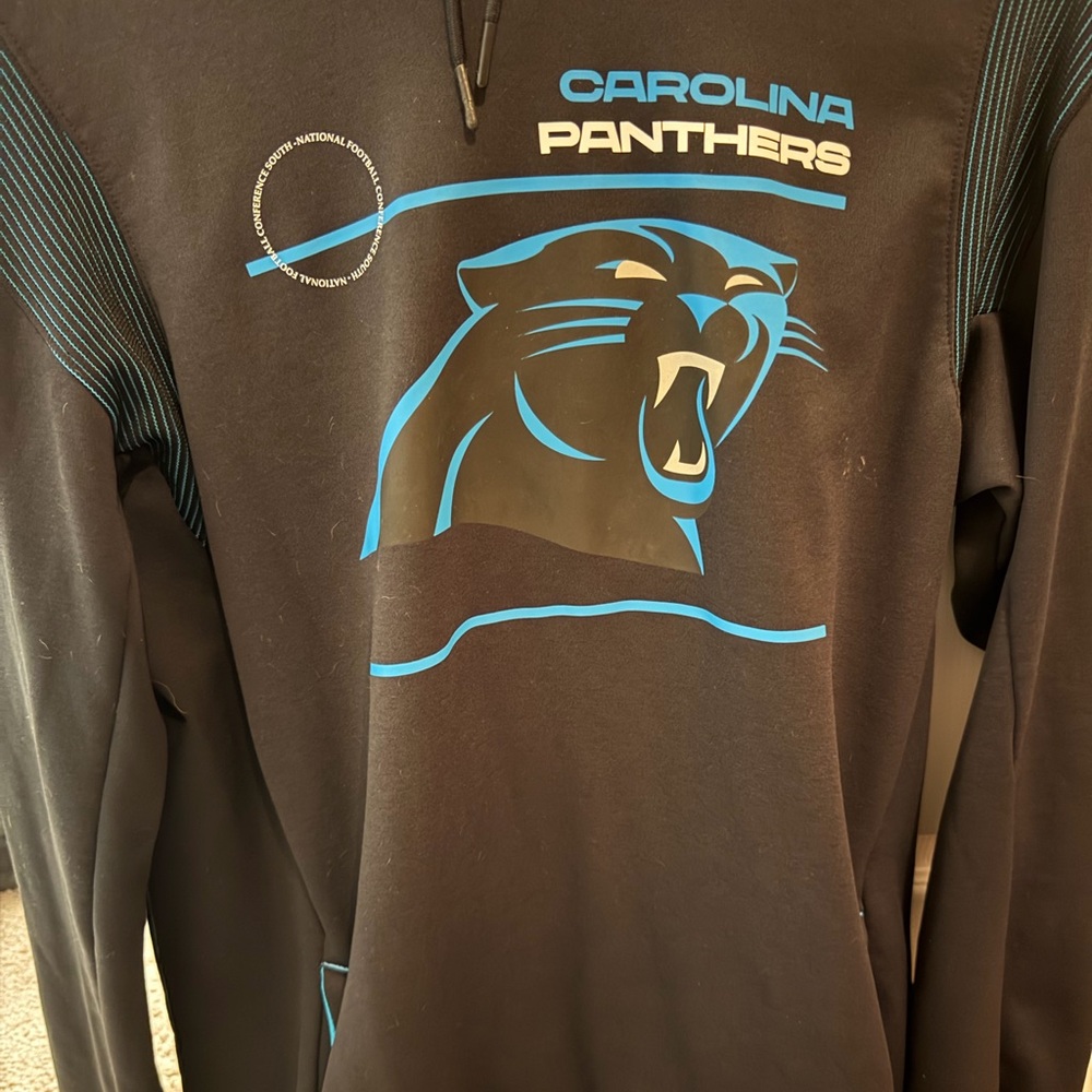 NFL Carolina Panthers Onfield Apparel Black and Blue Dri-Fit Hoodie